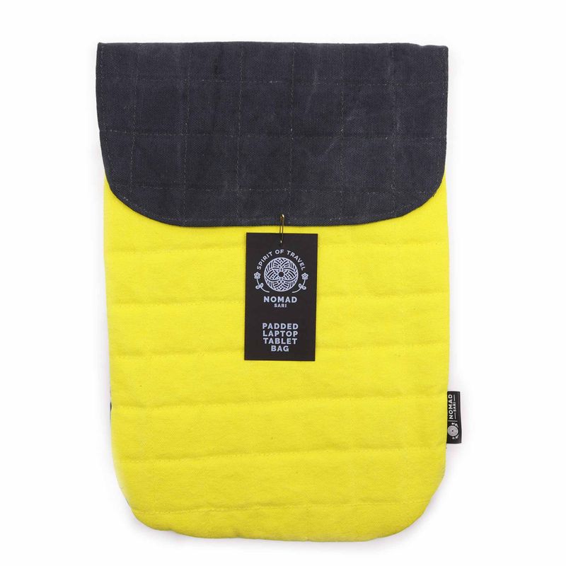 Funda acolchada para portátil de 13 pulgadas - Amarillo loco - Lavado de piedra de 14 onzas