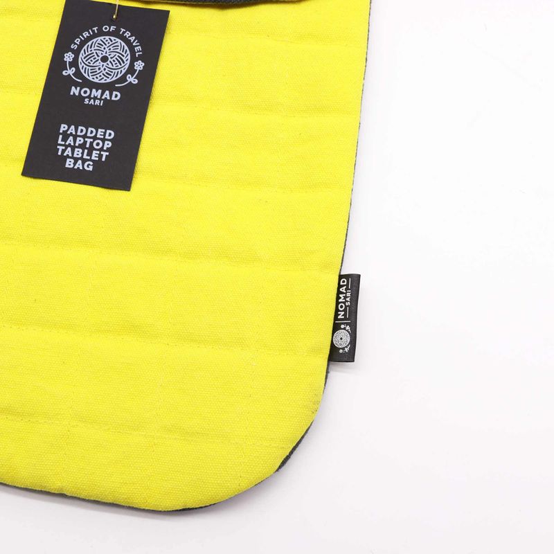 Funda acolchada para portátil de 13 pulgadas - Amarillo loco - Lavado de piedra de 14 onzas
