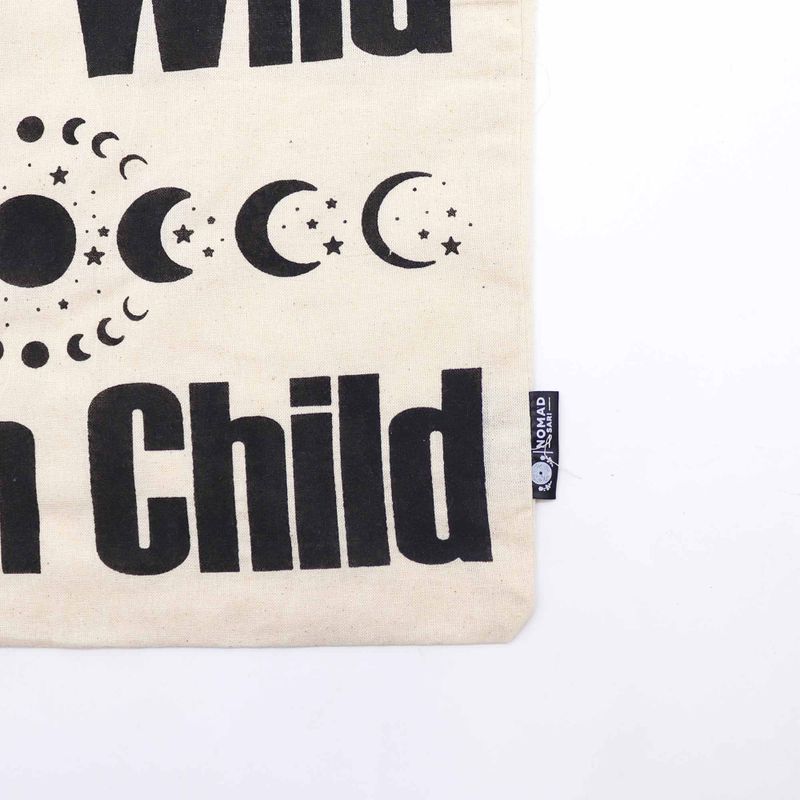 Bolso Básico Icónico  - Mantente salvaje, Niño con ánimo - (40x36cm) - Natural 4oz