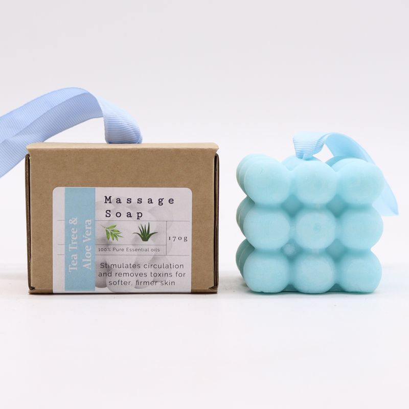 Jabon de masaje individual en caja - Árbol de té y aloe vera