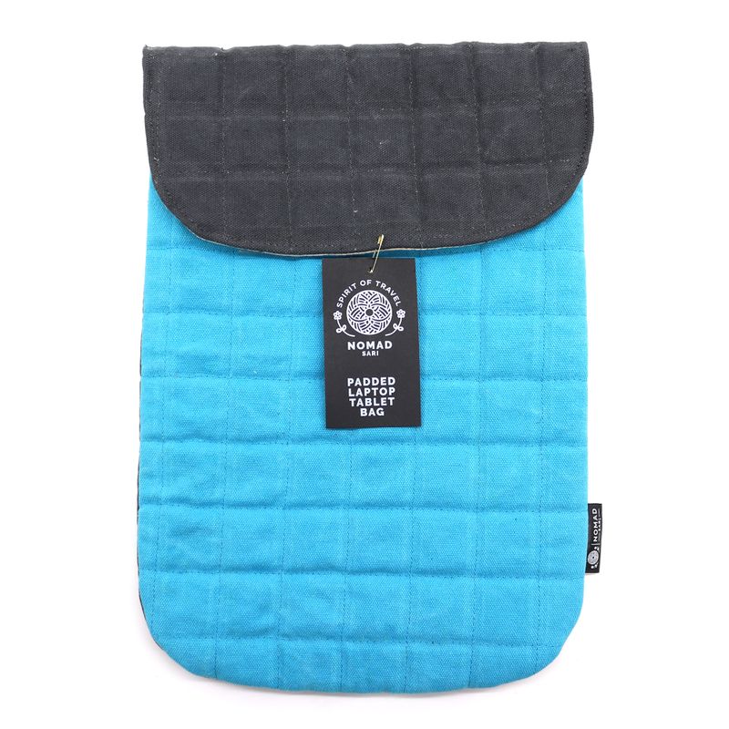 Funda acolchada para portátil - Turquesa espectacular - Lavado de piedra de 14 oz