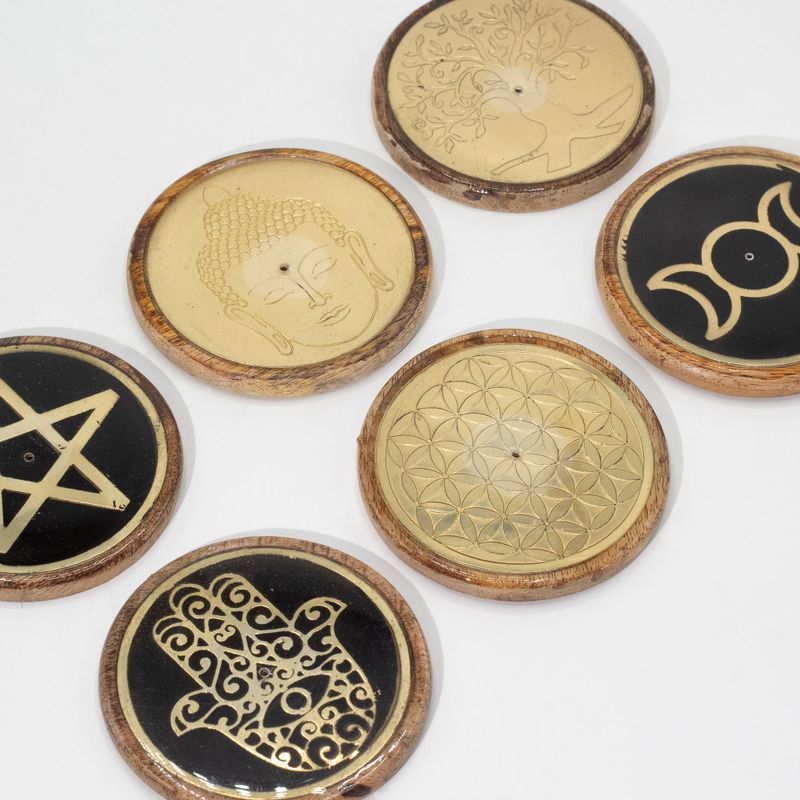 Oro y negro sobre madera de mango - Triple Luna