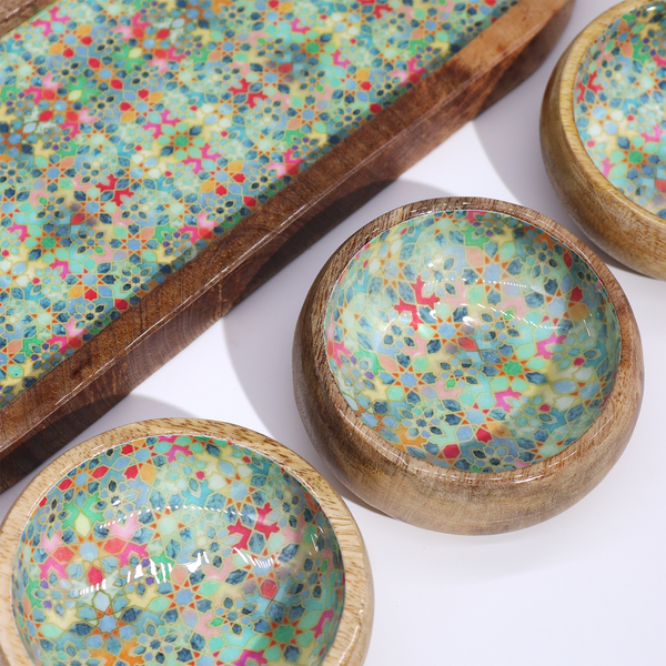 Cuencos, Bandejas y Posavasos de Madera de Mango