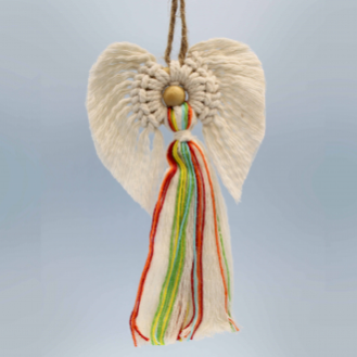 Ángel de macramé en caja de regalo