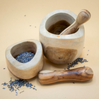 Maja y mortero de madera de teca