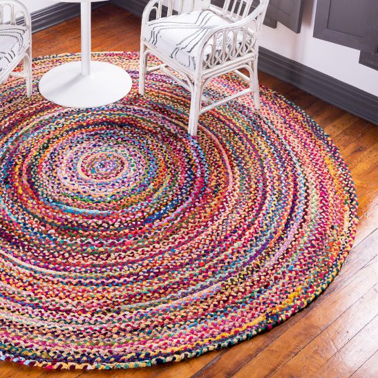 Alfombras redondas de yute, algodón reciclado