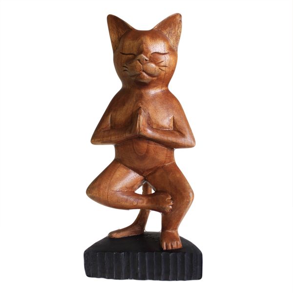 Gato de yoga tallados a mano