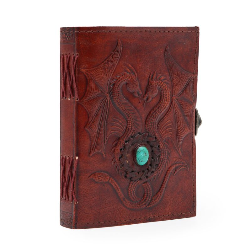 Cuaderno Esotérico Dos Dragones - Vintage con Borde de Costura