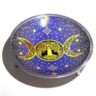 Plato de ofrendas esmaltado de tres patas - Luna triple morada