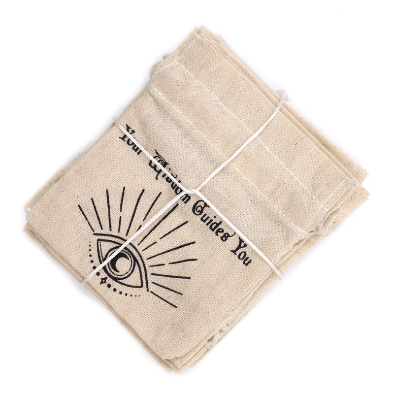 Bolsita esotérica de algodón natural con estampado negro