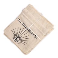 Bolsita esotérica de algodón natural con estampado negro