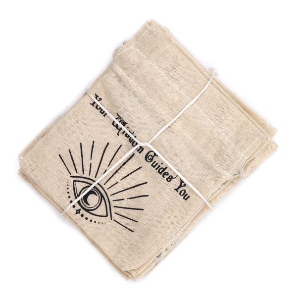 Bolsita esotérica de algodón natural con estampado negro