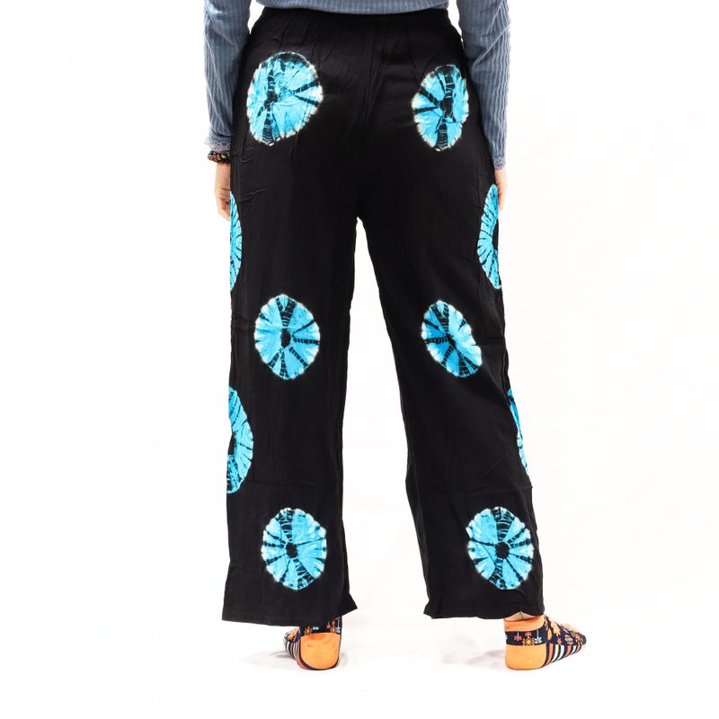 Pantalones de estilo japonés para estar en casa - negro y azul - L