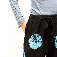 Pantalones de estilo japonés para estar en casa - negro y azul - M