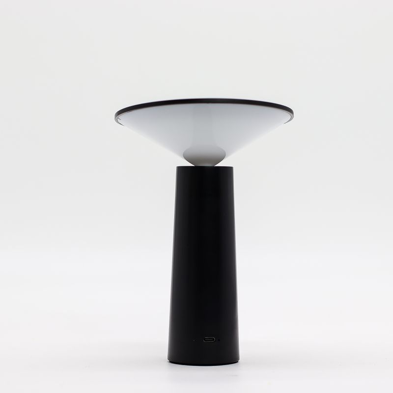 Lámpara táctil - Champiñón negro ajustable - luz con patrón USB (C) - Recargable (2000 vatios)