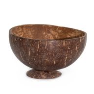 Tazón de coco natural mediano en soporte