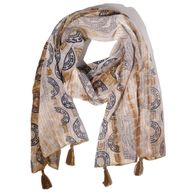 Nomad Sari Bufanda de impresión Marbella de verano - Café con Oro (180x50 cm)