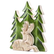 Perdido en el bosque - Ciervo en el bosque 3D Decoración de madera - 23x20cm