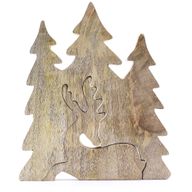 Perdido en el bosque - Ciervo en el bosque 3D Decoración de madera - 23x20cm