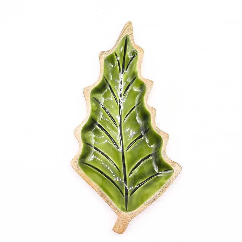 Perdido en el Bosque - Tazón de madera con hoja esmaltada - 33x17cm