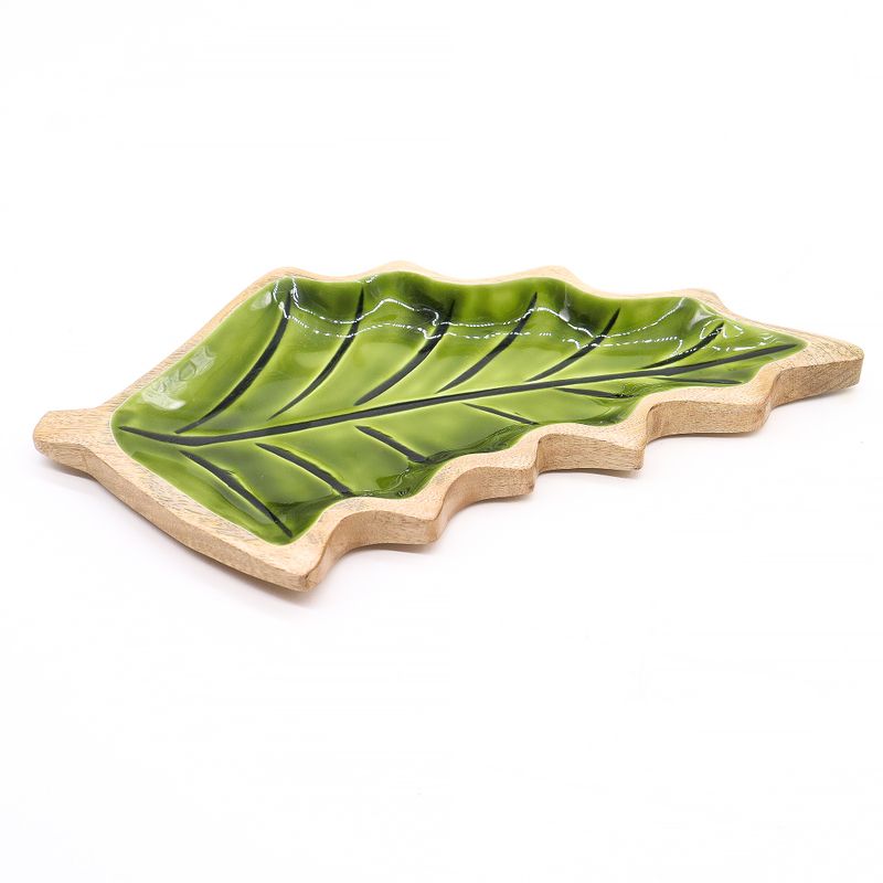 Perdido en el Bosque - Tazón de madera con hoja esmaltada - 33x17cm
