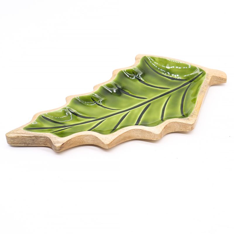 Perdido en el Bosque - Tazón de madera con hoja esmaltada - 33x17cm