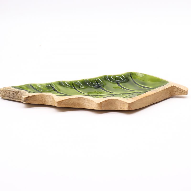 Perdido en el Bosque - Tazón de madera con hoja esmaltada - 33x17cm