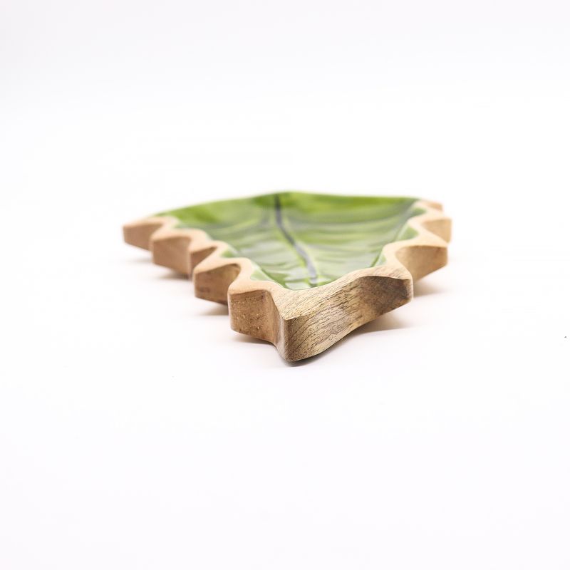 Perdido en el Bosque - Tazón de madera con hoja esmaltada - 33x17cm