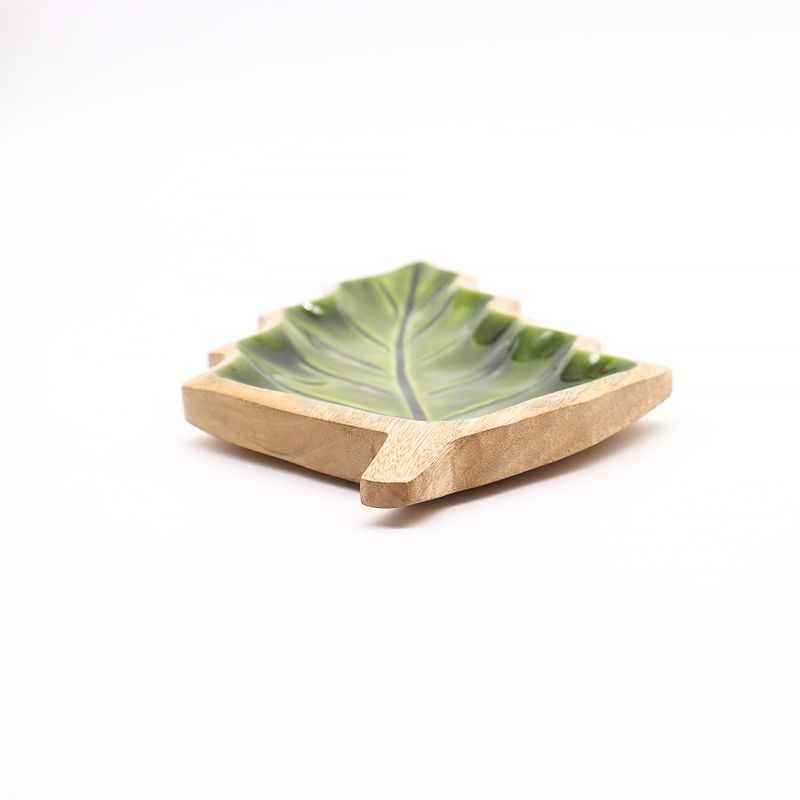 Perdido en el Bosque - Tazón de madera con hoja esmaltada - 33x17cm