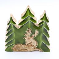 Perdido en el bosque - Ciervo en el bosque 3D Decoración de madera - 23x20cm