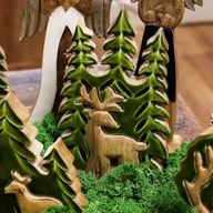 Perdido en el bosque - Ciervo en el bosque 3D Decoración de madera - 25x15cm