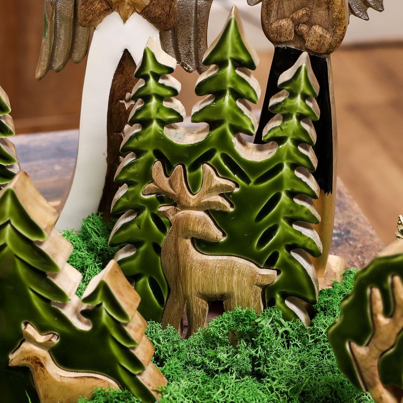 Perdido en el bosque - Ciervo en el bosque 3D Decoración de madera - 25x15cm