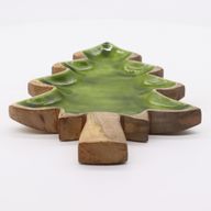 Perdido en el bosque - Tazón de madera esmaltada con diseño de árbol - 25x19 cm