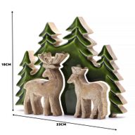 Perdido en el bosque - Dos ciervos en el bosque  Decoración de madera 3D - 18x23cm