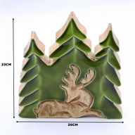 Perdido en el bosque - Ciervo en el bosque 3D Decoración de madera - 23x20cm