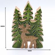 Perdido en el bosque - Ciervo en el bosque 3D Decoración de madera - 25x15cm