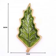 Perdido en el Bosque - Tazón de madera con hoja esmaltada - 33x17cm