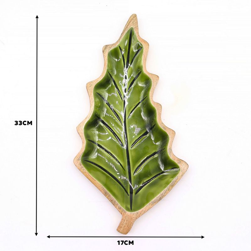 Perdido en el Bosque - Tazón de madera con hoja esmaltada - 33x17cm