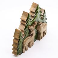 Perdido en el bosque - Dos ciervos en el bosque  Decoración de madera 3D - 18x23cm