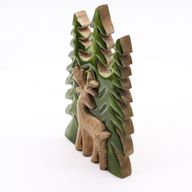 Perdido en el bosque - Ciervo en el bosque 3D Decoración de madera - 23x20cm