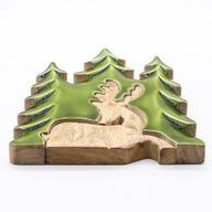 Perdido en el bosque - Ciervo en el bosque 3D Decoración de madera - 23x20cm