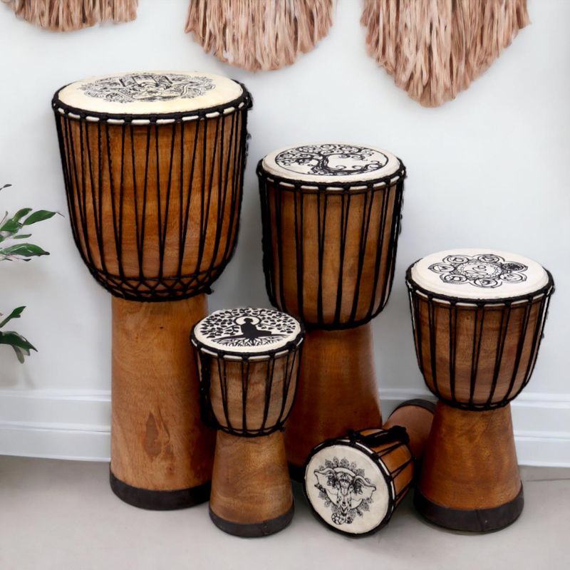 Tambor Djembe hecho a mano con tapa ancha - 20cm