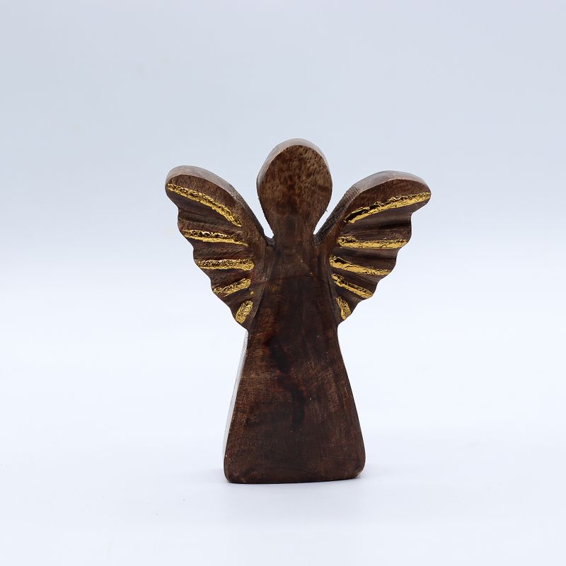 Pequeño ángel de madera de mango - decoración dorada