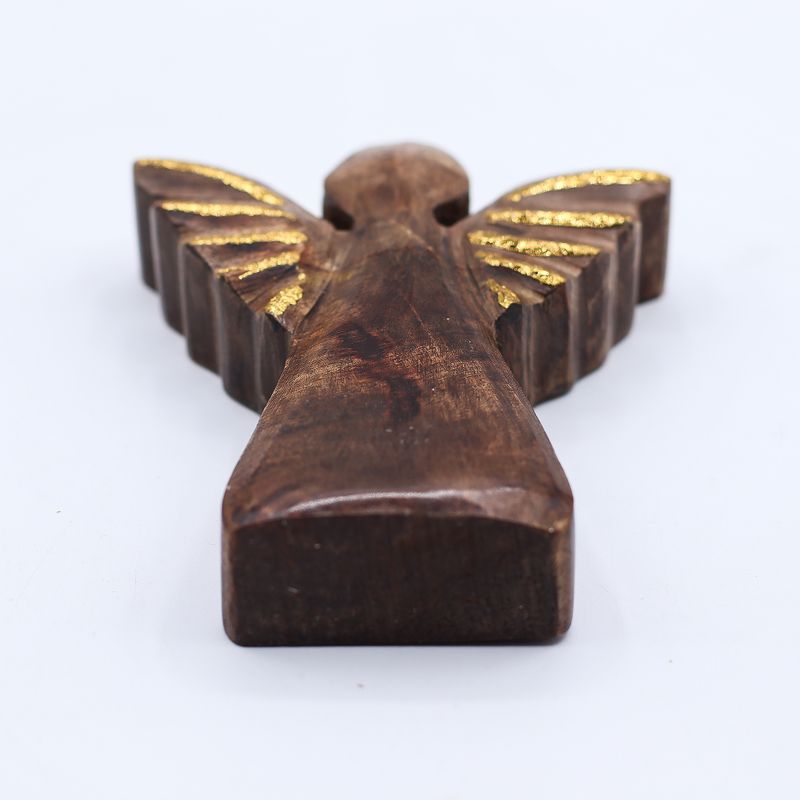 Pequeño ángel de madera de mango - decoración dorada