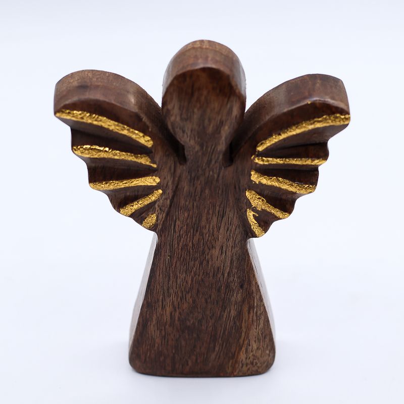Ángel de madera de mango mediano - decoración dorada