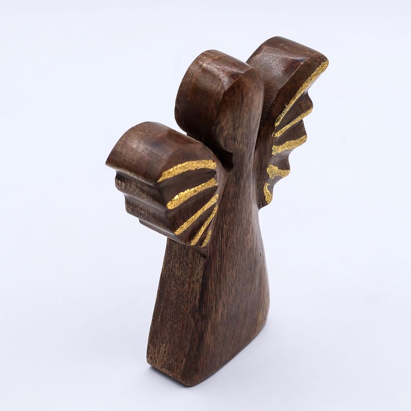 Ángel de madera de mango mediano - decoración dorada