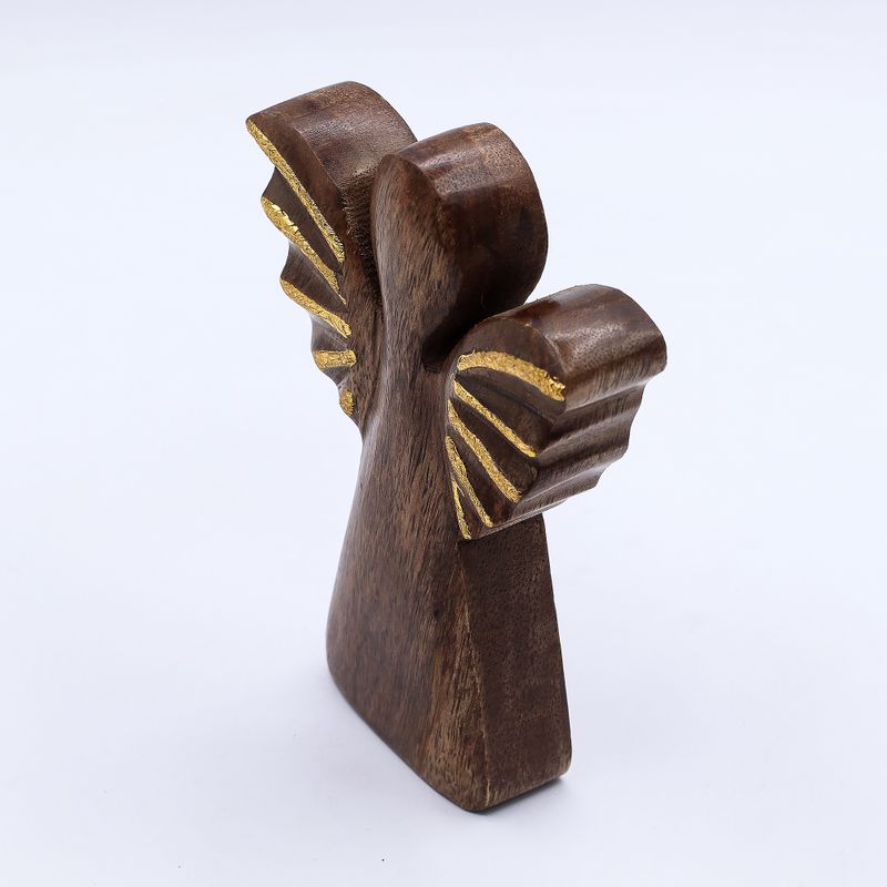 Ángel de madera de mango mediano - decoración dorada