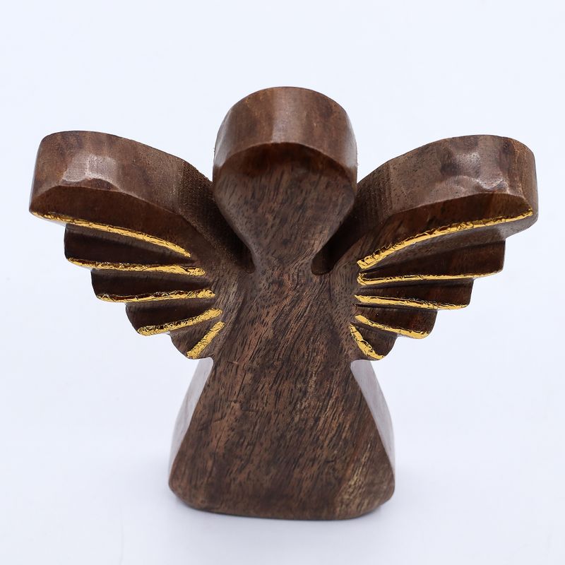 Ángel grande de madera de mango - decoración dorada