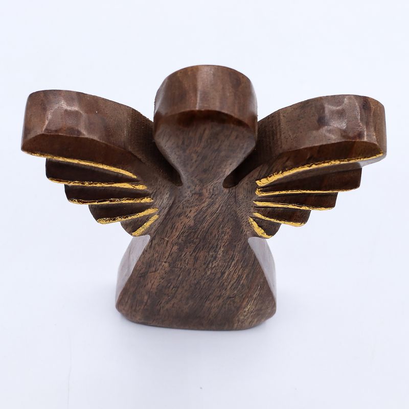Ángel grande de madera de mango - decoración dorada