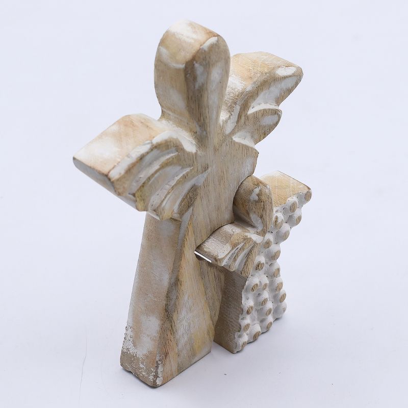 Ángel de madera de mango en Ángel - lavado blanco